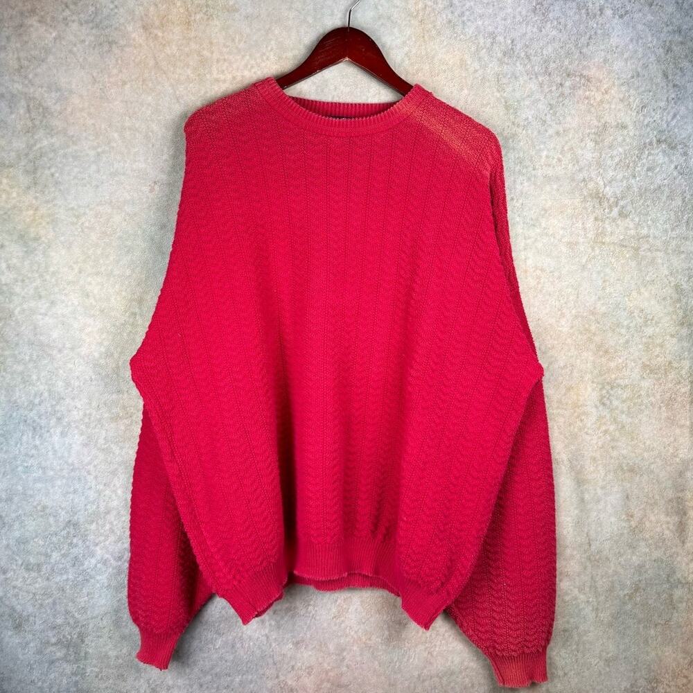 VTG 90s Trade Bay Knit Sweater Mens Sz XL Red Pullover Crewneck USA Made
